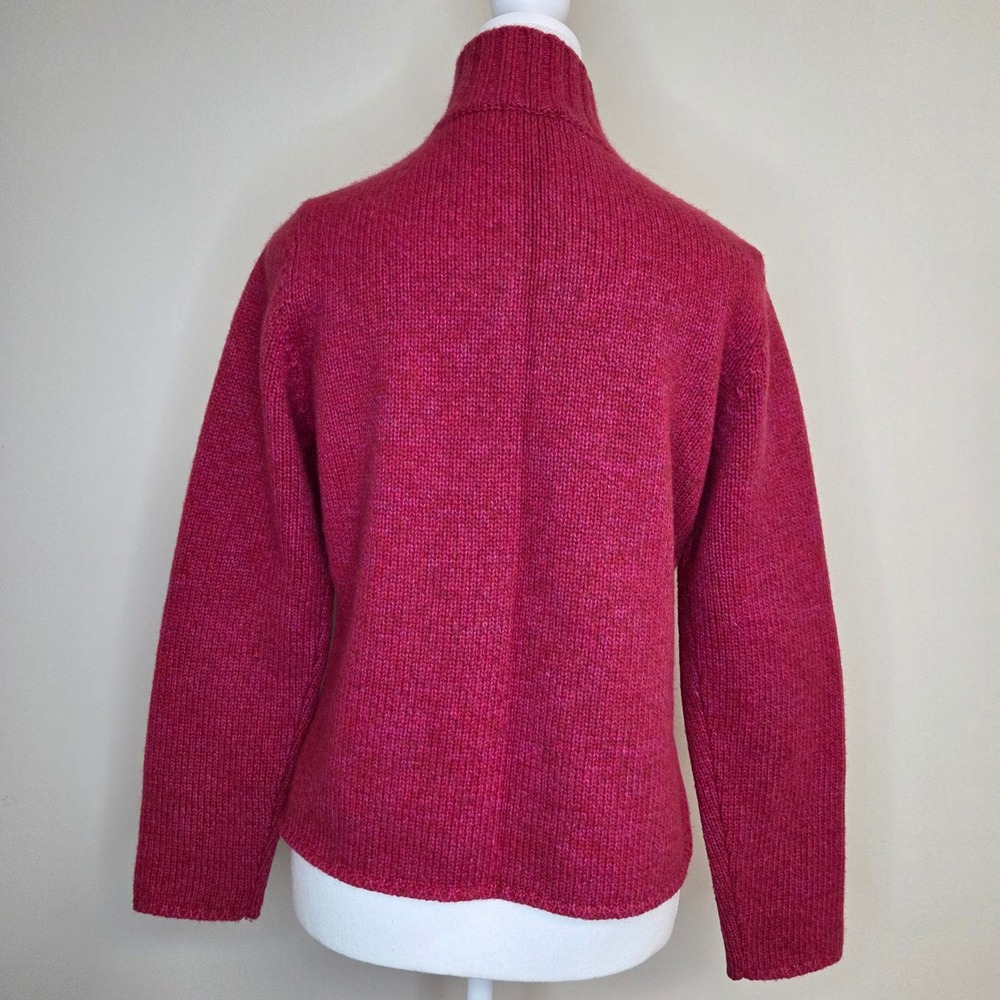 LL‎ Bean Womens Magenta Pink Lambswool Angora Zip Up Mock Neck Sweater S-REG - Picture 4 of 6
